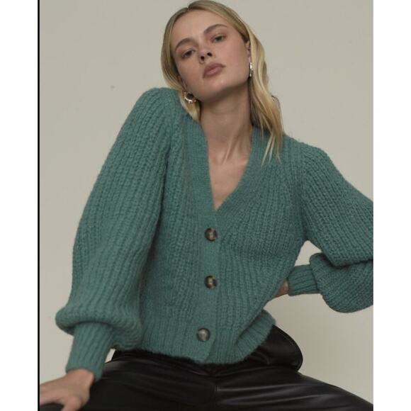 NEW Eleven Six Sara Cardigan XS S Dusty Jade Suri Alpaca Wool - Picture 1 of 9